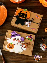 ハロウィン飾り用 カートゥーン吊り下げカード【ゴーストとジャック・オ・ランタン・クッキー用ボックス・キャンディボックス・カード・ベーキング用小物】