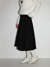 アメリカンビンテージ風の中長丈プリーツスカート【秋冬用・ワイドフィット・Aライン】