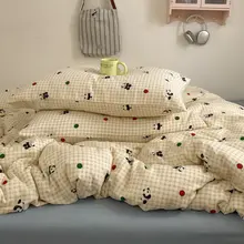 春夏用 カートゥーン柄全棉ダブルガーゼ寝具類【学生向け・シンプルデザイン・三点セット（セットアップ対応）】