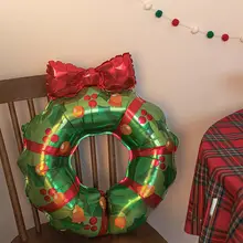 クリスマスリース アルミ製バルーン【メリークリスマス・雰囲気演出・フォトプロップス】