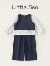 セットアップ 3点セット キッズ ガールズ フレンチ風 ヴィンテージ 花柄刺繍 ベスト シャツ ワイドパンツ きれいめ カジュアル 春物