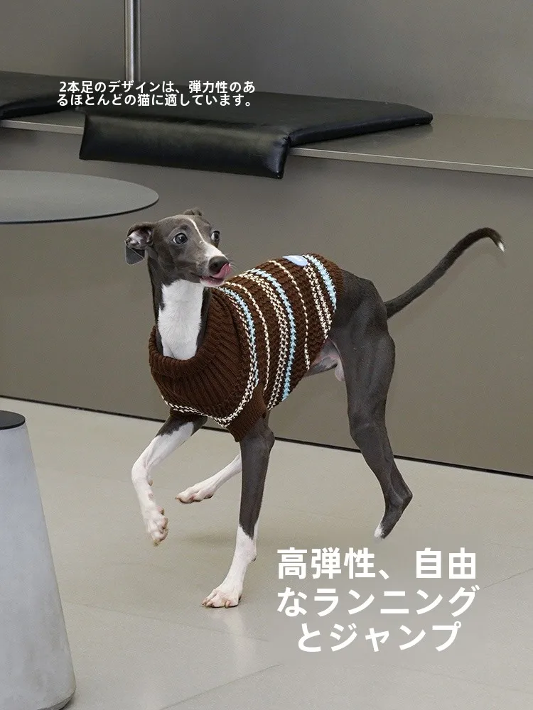 ZEZE ボーダー ニットシャツは子供と暮らすペットの冬用保温着に最適か