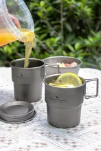 必唯純チタン製 250ml アウトドア用折りたたみカップ【蓋付き・キャンプ・コーヒー・ティーカップ】