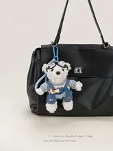背中にサスペンダーを着たクマとウサギのポーチアクセサリー【ぬいぐるみ・カップル向けギフト】
