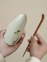 茶道具 茶則 茶荷 茶さじ 陶器 草木灰釉 手描き 金木犀 上品 茶道