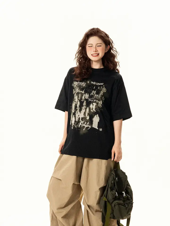 半袖Tシャツ レディース メンズ ヴィンテージ 人物柄 オーバーサイズ 着回し ペア 夏