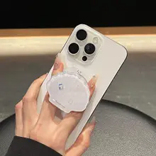 貝殻デザインのマグネット式スマートフォンスタンド【背面貼付・リングホルダー・デスクサポート・伸縮式・折りたたみ】