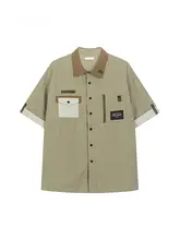 アウトドア風バイカラー工事現場用半袖シャツ【男女兼用・カジュアルデザイン】（セットアップ対応）