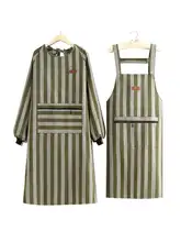 長袖エプロン【男性用・防汚・コットンリネン製・キッチン用】