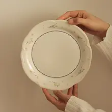 復古風フラワープレート【フランス風・朝食用・デザート・パスタ・フルーツ用・家庭用】