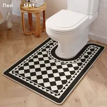 吸水速乾・防滑デザイン トイレ用U字型マット【お手入れ簡単・抗菌効果】