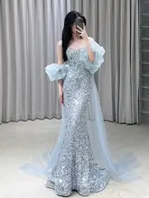 魚尾デザインのロングドレス【フォーマル・ブルー・バストビュー・結婚式用】
