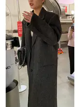 アンゴラウサギウールと絹混紡グレーリバーシブルコート【肩パッド・秋冬用・ルーズフィット・レディース】
