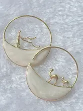 エレガントなデザイン！925シルバー製 白鹅绒の月牙泉風イヤリング【新中式】