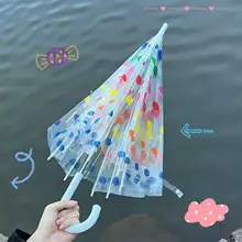 カラフルドット模様のクリア傘【プリンセスアーチ型・大人用・雏菊デザイン】