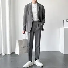 韓国風 ゆったりシングルボタン西洋スーツジャケット【ビジネス・カジュアル・二重構成】（セットアップ対応）