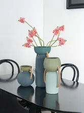 フラワーベース 花瓶 ヴィンテージ風 セラミック グリーン アート おしゃれ リビング ダイニング テーブル インテリア 「Dnnni」