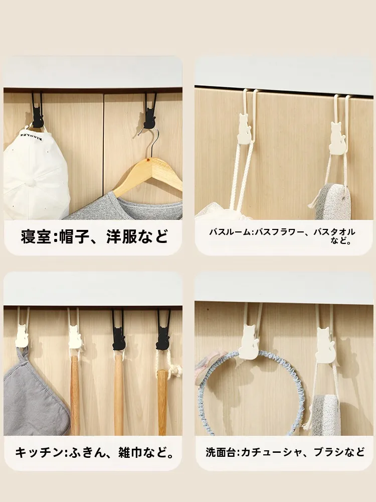 猫デザインのドアハンガー：穴あけ不要でキッチン用に最適なバッグ収納解決策