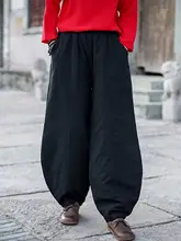 クラシックデザインのハーレンパンツ【裏地付き・リネン混・ゆったりシルエット・外出用】（セットアップ対応）
