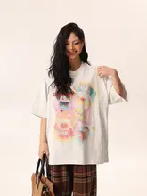 カジュアルなアメリカンカートゥーンプリントの半袖Tシャツ【ゆったりフィット・クルーネック】