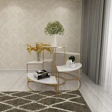 北欧風 シンプルデザイン 玄関テーブル【金色のアイアン製・装飾用・間仕切り・収納付き】