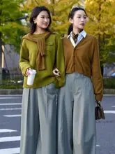 マスタードイエローのニットカーディガン【女性用】