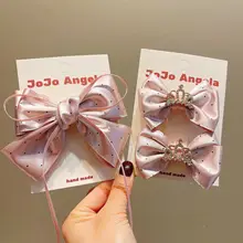 ヘアアクセサリー ヘアクリップ ティアラ キッズ ガールズ 水玉 蝶結び ピンク 上品 きれいめ プリンセス 「JOJO」