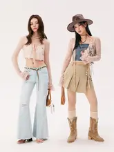 シフォンブラウス レディース 長袖 レース クロシェ フリル タイ 薄手 甘辛MIX 夏「CHUU」