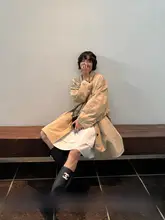 春秋用 レディース中長丈トレンチコート【フィット・カジュアルデザイン】