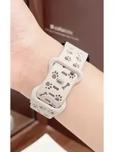 交換ベルト シリコン 可愛い 犬の肉球モチーフ 穴あき 通気性 Huawei Watch GT5 GT3 Watch4 Pro Apple Watch Series 11 対応