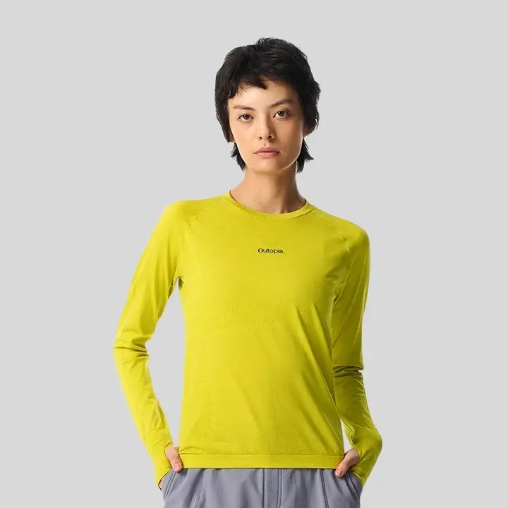 outopia 美利奴羊毛製 抗菌 男女兼用 登山用 長袖Tシャツ【アウトドア・速乾・コンプレッション】