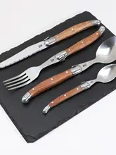 花梨木柄セット ステンレス製西洋食器【木製ハンドル・ステーキナイフ・フォーク・スプーン・カトラリー】