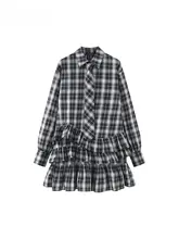 ヴィンテージ風チェックシャツワンピース【夏用・女性・短め】