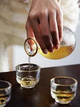日式ハンマードグラス清酒ポット【梅酒用・果酒用・レトロデザイン・酒杯】（セットアップ対応）