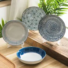 日式陶器製 食器プレート【家庭用・多用途・フラットデザイン】