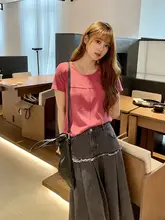 DADATATA レディース 夏用 正肩 短袖 Tシャツワンピース【大きいサイズ・セパレートセット】