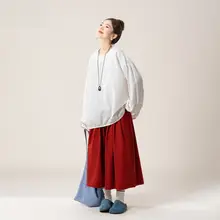 デザイン性に優れた ゆったりとした長袖シャツ【素白・肌理・灯籠袖】