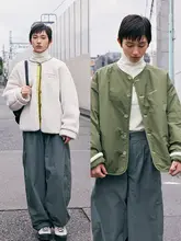 リバーシブルデザインの暖かいコート【バイカラー・仮羊毛・包み縁】