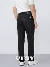 美しくフィットする黒のウォッシュドデニムパンツ【メンズ・スリムストレート・カジュアル】
