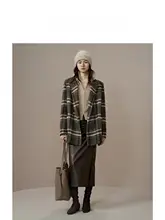 クラシックピーコートダブルブレストウールコート【ウィメンズ・アウター・ゆったりシルエット】
