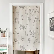 北欧風 花柄デザインのカーテン【麻混素材・現代的なミニマリストスタイル・トイレ用仕切り】