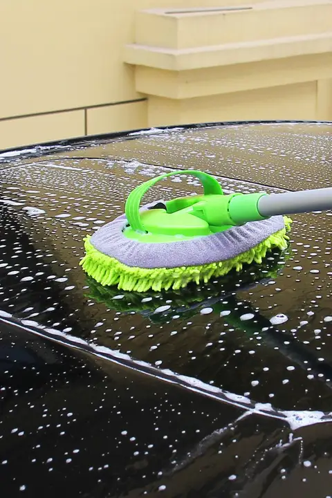 Turtle 車に優しいソフトブラシの洗車モップ【ロングハンドル・伸縮式・便利なカーケアツール】