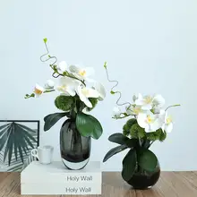 現代的なリビング用デスクフラワーデコレーション【フェイク胡蝶蘭・洗練されたデザイン・インテリア装飾用】