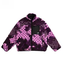 SLAMBLE 冬用モザイクフリース立ち襟ジッパー保温ジャケット【男女兼用・カジュアル・万能】