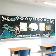 国風 月テーマの黒板報【春節 教室装飾用】
