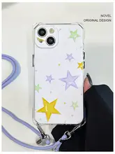 透け感のある星デザインのiPhoneケース【iPhone対応・ストラップ付き・ショルダータイプ】