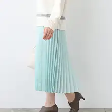 上品な光沢感のシフォンプリーツスカート【ウエストゴム・春用・フレアデザイン】