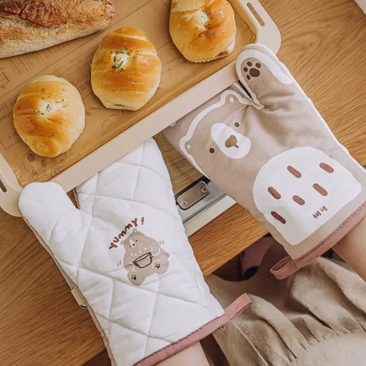かわいいクマデザインの耐熱手袋【厚手・キッチン・オーブン用】