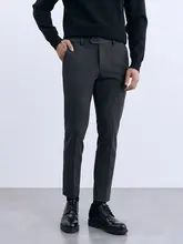 冬用保温フラノ素材のグレー長パンツ【極上の柔らかさ・ビンテージ風・中腰】