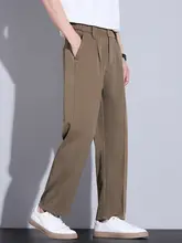 夏用ビジネスワイドパンツ【ルーズフィット・ストレート・カーキカラー・通勤対応】